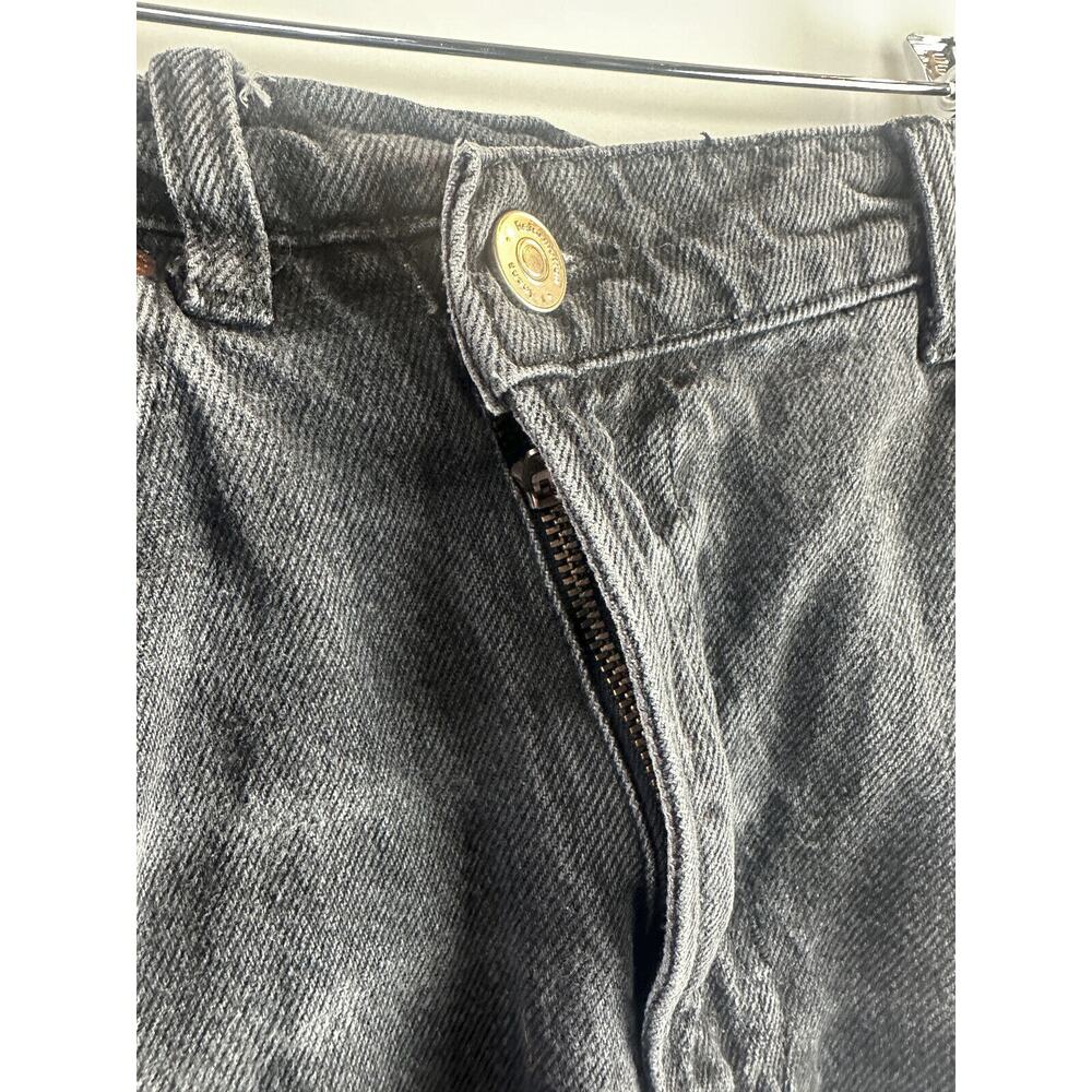 Reformation Nila Long Denim Skirt Front Slit Raw Hem Faded Washed Black Size 28 - Picture 6 of 12